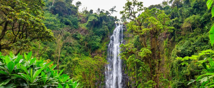 View of Materuni waterfall on the foot of the Kilimanjaro mountain in Tanzania